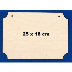 Tabliczka 17x9,6cm / ścięte rogi / SKLEJKA #3mm /szyld z otworami